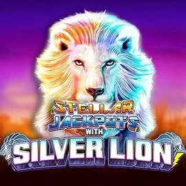 Official Jackpots logo: Stellar Jackpots with Silver Lion by Lightning Box Game at Magius Casino